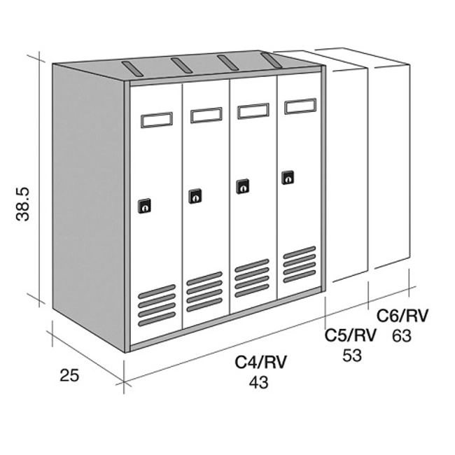 Vendita online Casellario Postale Cubo Composto Formato Rivista Verticale 4 Posti